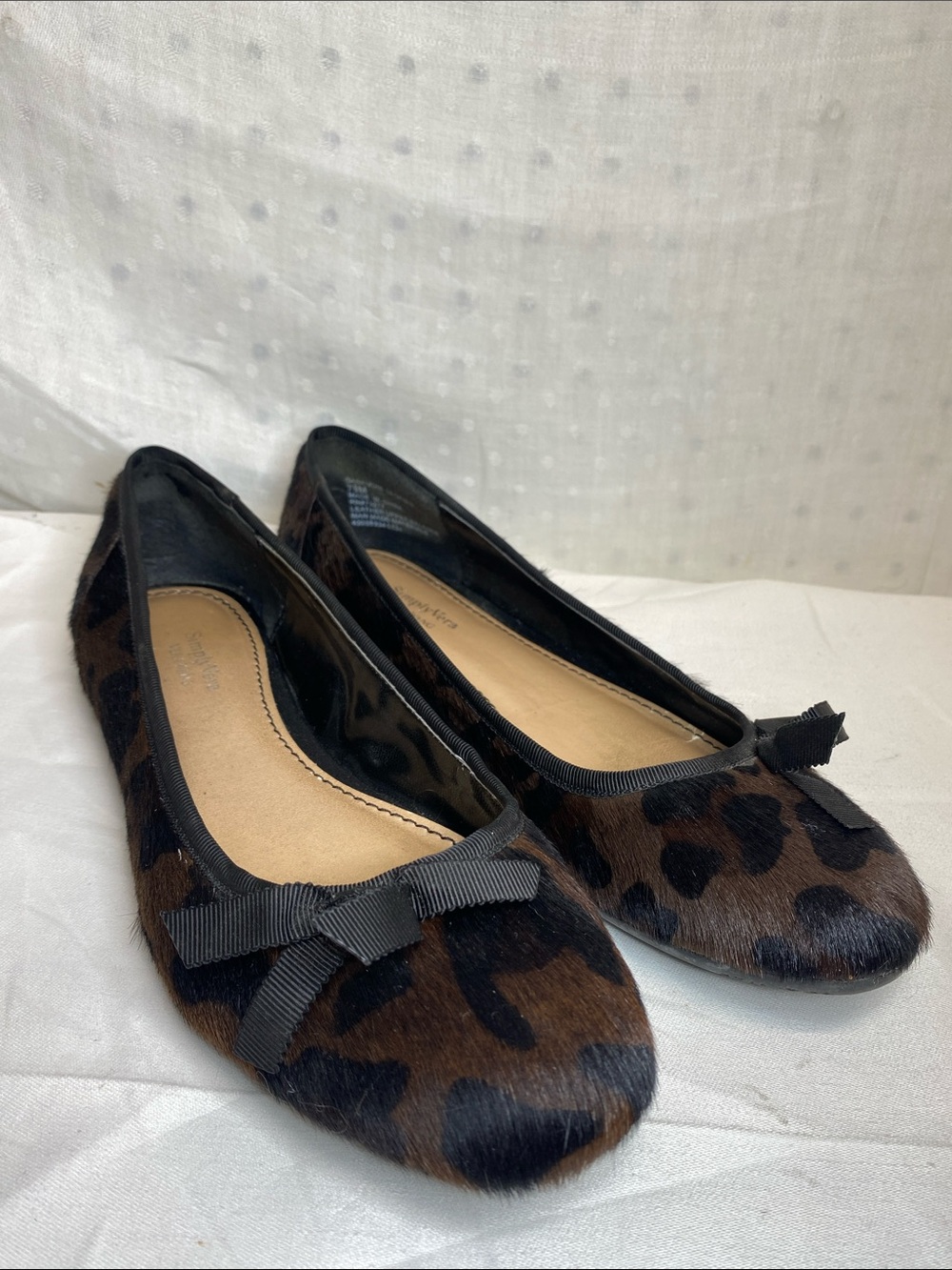 Simply Vera Ganauche Leopard Leather Shoes Flats Size 7.5M